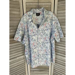 Cremieux Shirt Men’s 2XT Causal Button Down All Over Paisley Print White Blue